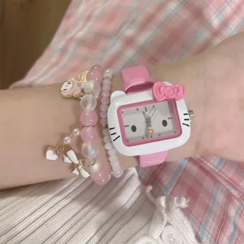 Hello Kitty Sanrio Plīša Kawaii Cute Karikatūra Atmosfēru Skatīties Elektronisko Kvarca Skatīties Anime Plīša Rotaļlietas Meitenēm Dzimšanas dienas Dāvana