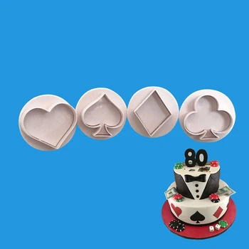 Jaunas 4gab Pokera Forma Cookie Pelējuma Spēļu Kārtis Pomādes Cukura Amatniecības Kūku Veidnes, Cepumu Kuteris Cepšanas Dekorēšanai Virtuves Rīki