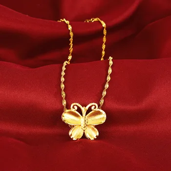 Korejas Modes 14K Zelta Kaklarota Elegants Sieviešu Kāzu Rotaslietas Vienkāršu Tauriņš Kulons, Kaklarota, Bez Ķēdes Laimīgs, Zelta Rotaslietas