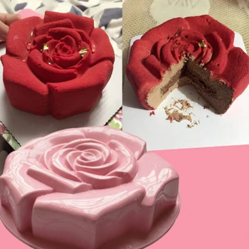 Liels Rožu Ziedu Kūka Silikona Veidnes Bakeware DIY Deserti Cepšanas Veidnes Uzpūtenis Maizes Pelējuma Bakeware Cepšanas Panna Rīki