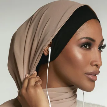Musulmaņu Hijab Cepuri Šķērsoja Pieres Klp Caurdurtās Ausis, Cepuri Unikālo Džemperis, Cepure, Turban Krusta Lakatu Tīrtoņa Krāsu Underscarf 2021