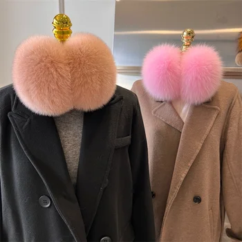 Mīksto Fox Kažokādas Silto Savējos Sieviešu Ziemas Siltā Savējos Vīriešu Modes Vienkrāsainu Savējos Ārā Auksts Pierādījumu Kažokādas Austiņas