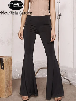 NewAsia Rudenī Izlīdzināšanu Bikses Melnā Rāvējslēdzējs Atpakaļ Slim Fit Augsts Viduklis Elastīgas Garās Bikses Rudens Streetwear Bikses Sievietēm Jaunā Modes