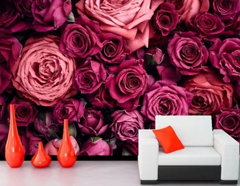 Pasūtījuma 3D sienas,papel de mizots,Rozes Daudzi Tuvplāna Vīna krāsas Ziedi,tapetes, viesistaba, dīvāns, TV sienas guļamistabā, 3d tapetes
