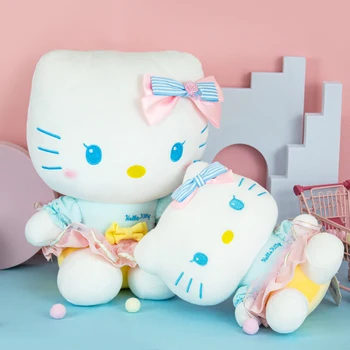 Patiesu Sanrio Par 23Cm Hello Kitty Kawaii Gudrs Kt Kaķis Plīša Rotaļlietas Augstas Kvalitātes Auto Dekorēšana Dāvanas, Meitenes, Draugi, Bērni, 1