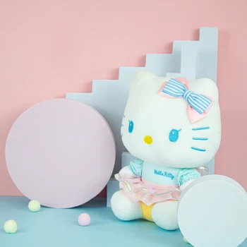 Patiesu Sanrio Par 23Cm Hello Kitty Kawaii Gudrs Kt Kaķis Plīša Rotaļlietas Augstas Kvalitātes Auto Dekorēšana Dāvanas, Meitenes, Draugi, Bērni, 3