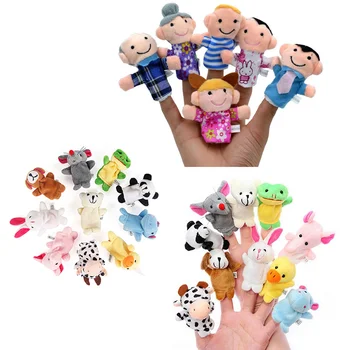 Pirkstiņu Lelles Ģimenes Toyspuppet Dzīvnieku Plīša Maziem Bērniem Stāsts Bērniem Noteiktā Laikā Teātra Memberspeople Parādīt Lieldienu 3 Tētis Dzīvnieki