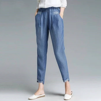 Sievietes Potīti, Džinsi Plus Lieluma Gadījuma Augsta Vidukļa Harēma Bikses, Cropped Bikses Kabatas Vienkārši Vintage Vasaras Stils Jaunās Modes
