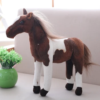 vidū gudrs simulācijas plīša brown&white horse rotaļlietas pildījumu zirgu lelle dāvanu rotaļlietas par 40cm