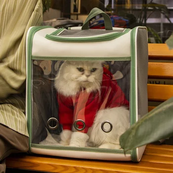 Viegls Ceļojumu Kaķis Mugursoma Pārredzamu Cat Aksesuāri Ventilācijas Elpojošs Kaķu Grozs Locīšanas Dizains Pet Ratiņi